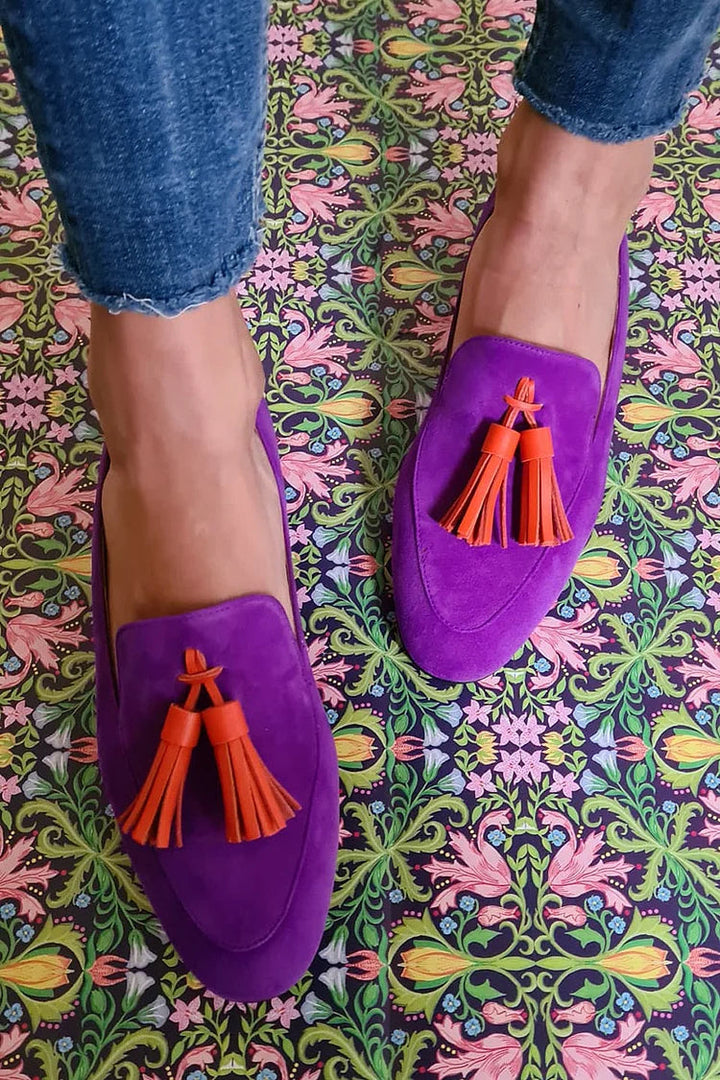Fialové loafers s třásněmi
