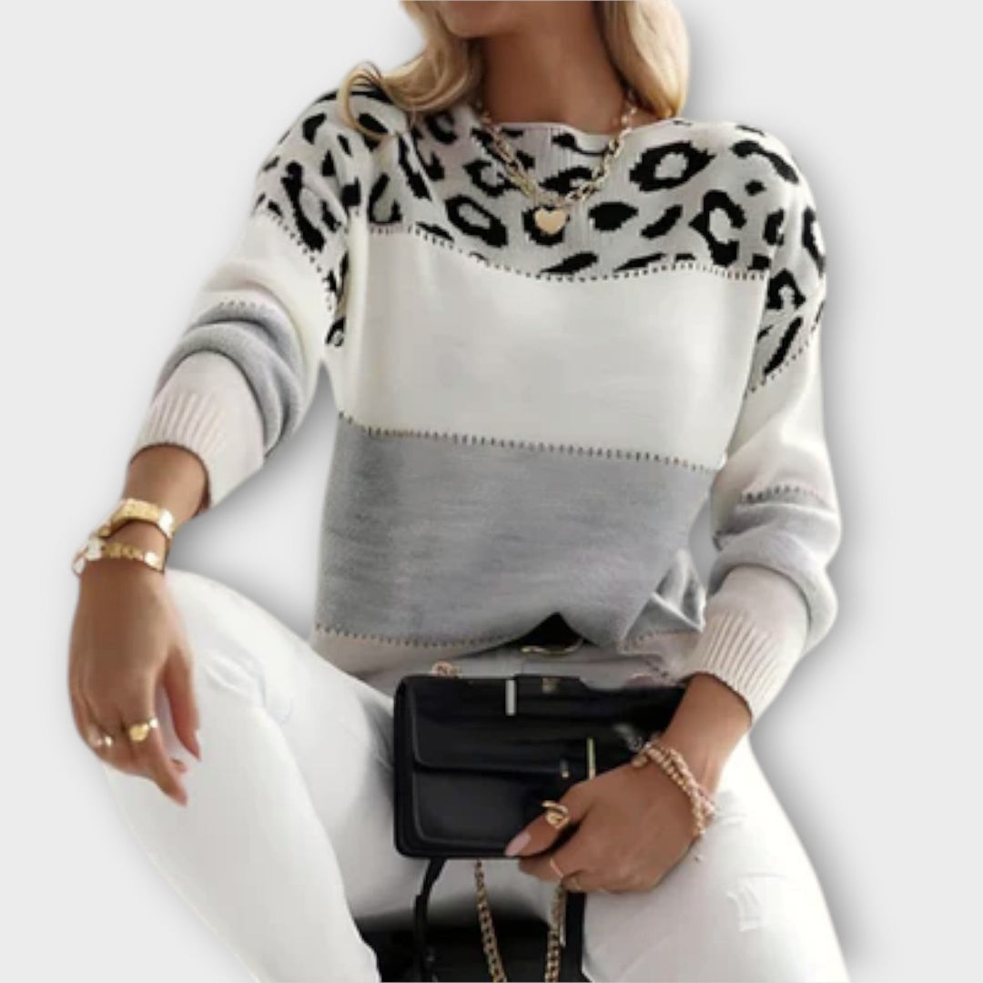 Cheyenne - Volný svetr s leopardím designem