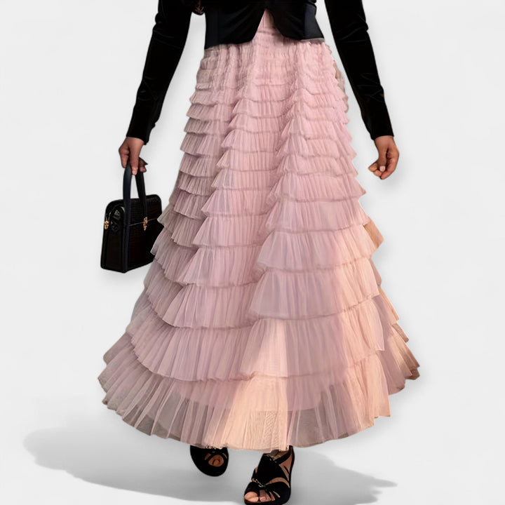 Kristýna - Elegantní Sukně s Tylovou Dekorativní Detail