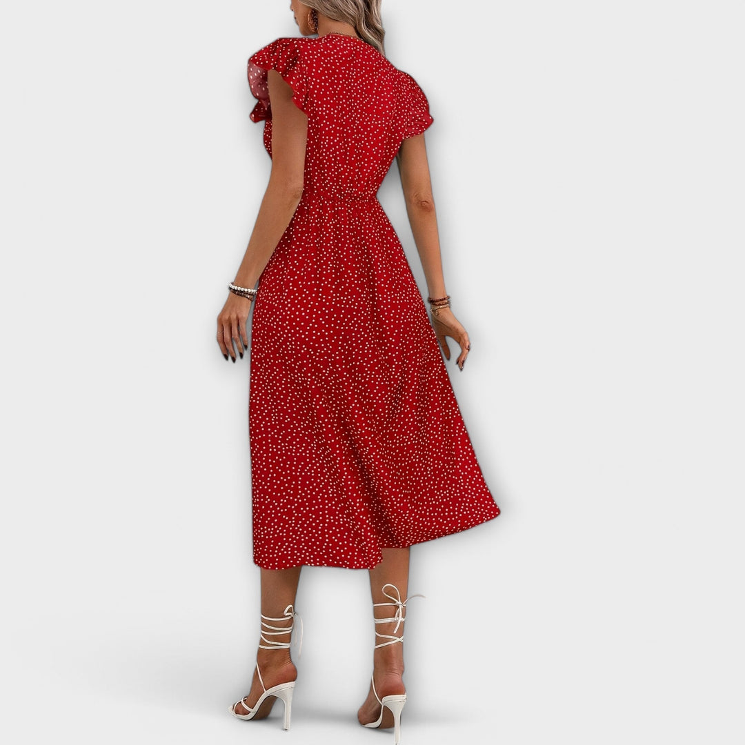Elegantní Midi Šaty s Puntíky